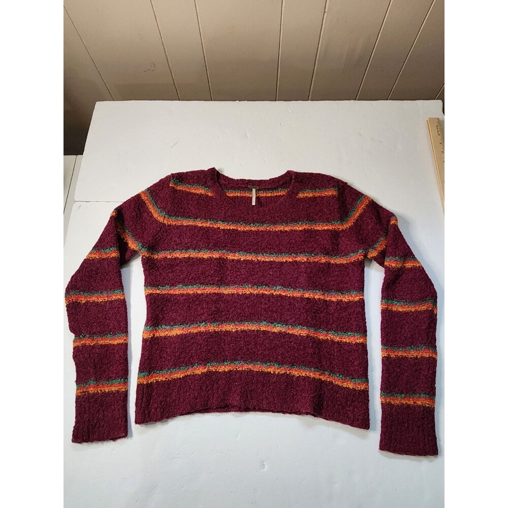 Free People Best Day Ever Striped Sweater Womens Small Alpaca Blend Boucle